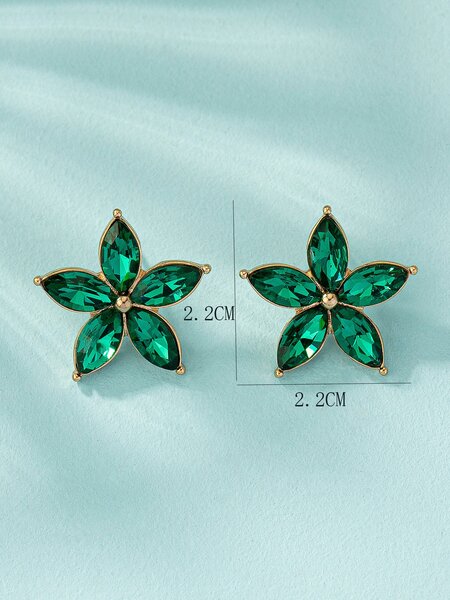 Shein - Rhinestone Flower Stud Earrings