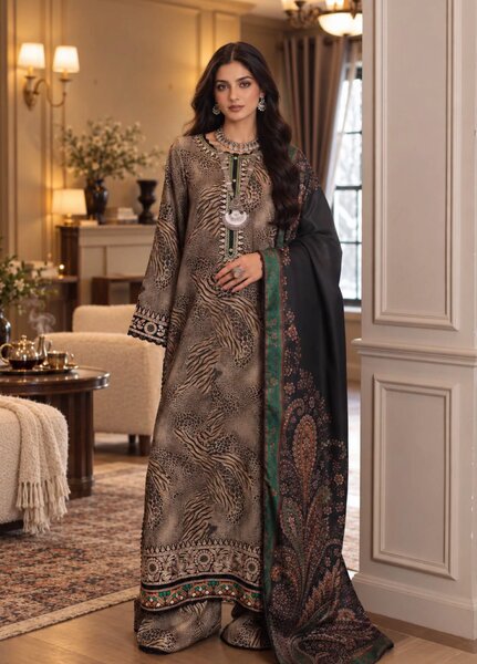 Noor by Saadia Asad Unstitched Printed Linen 3 Piece Suit SA26UNL D1 A - Winter Collection