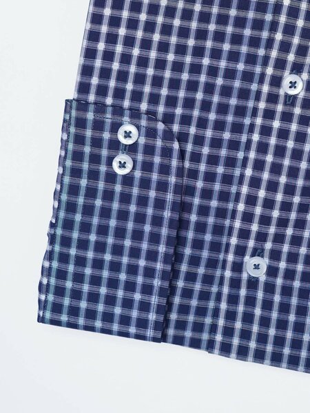 Navy Blue Checkered, Elite Edition, Cutaway Collar Men’s Formal Shirt (FS-2686)