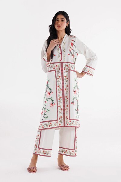 Stitched Printed Lawn Shirt + Culotte