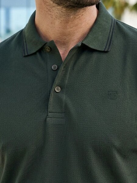 Dark Green Contrast Tipping Polo T-Shirt (POLO-1288)