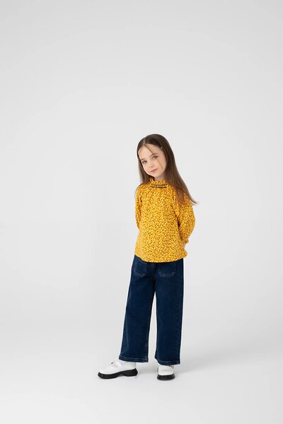 Daisy Yellow Flannel Raglan Top