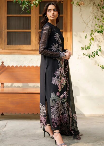 Versa by Asifa and Nabeel Unstitched Embroidered Lawn 3 Piece Suit AN26UVL VUL26-01 Noir Lily - Festive Collection