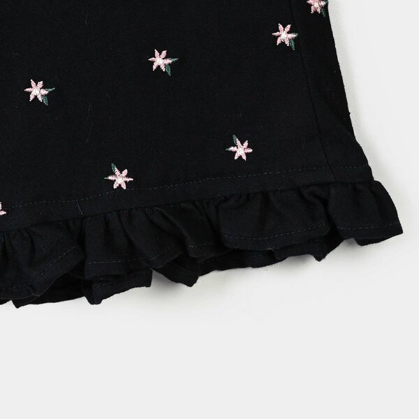 Infant Girls Cotton Twill Pant Flowers-Blue
