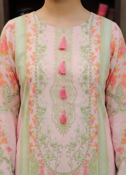 Daily Luxe by Style Up Women RTW Printed Poly Lawn 3 Piece Suit Blush Bloom  - Casual Collection