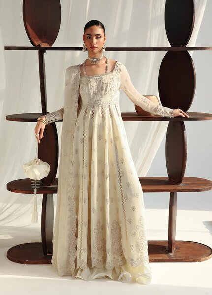 Qalamkar Unstitched Embroidered Chiffon 3 Piece Suit QLK26UCF Amera QCC-07 - Festive Collection