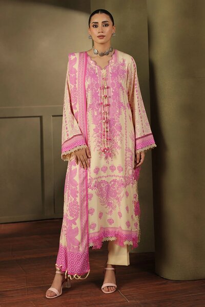 3 Piece Printed Crepe Dobby Suit