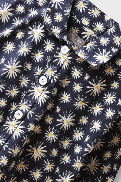 Navy Spark Flannel Top