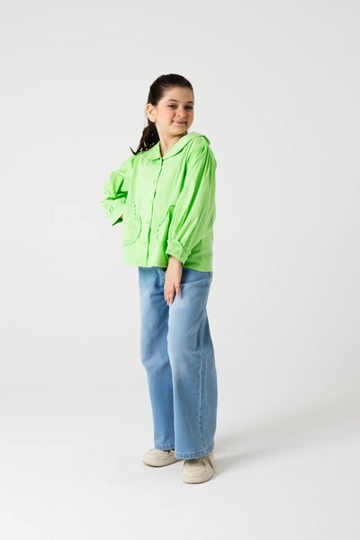 Lime Glow Collar Top