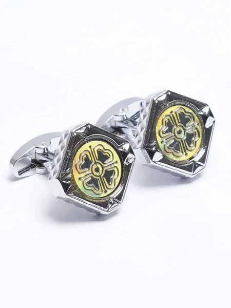 Silver Contrast Designer Cufflink (CUFFLINK-711)