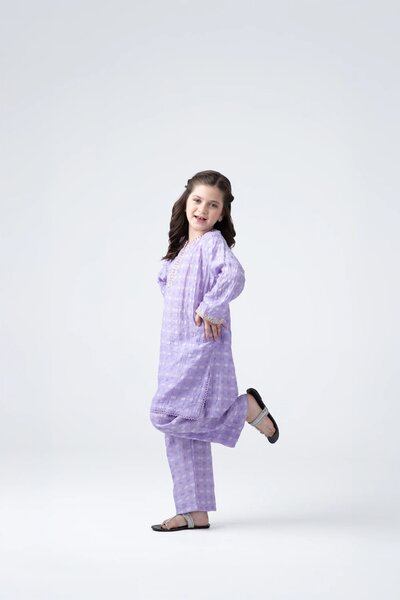 Lilac Embroidered Kurta Set - 2pc