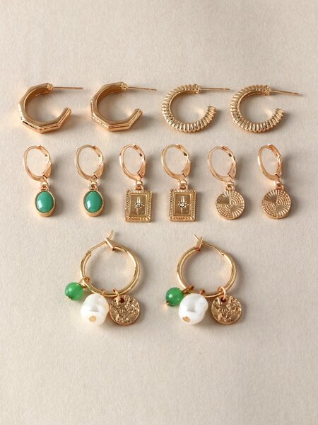 Shein - 6pairs Faux Pearl & Geometric Decor Earrings