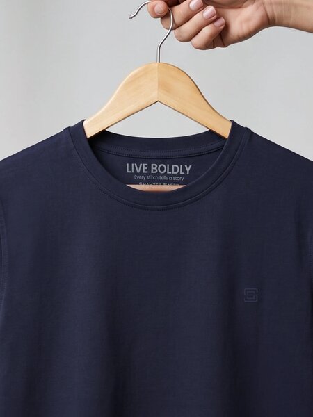 Navy Blue Stretchable T-Shirt (TEE-493)