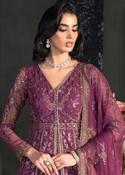 Heritage by Zarif Embroidered Net Suit Unstitched 3 Piece ZR25UF ZHF-02 Tiffany - Formals Collection