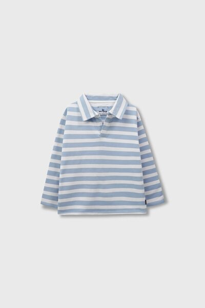 Boys Blue Striped Fleece Polo