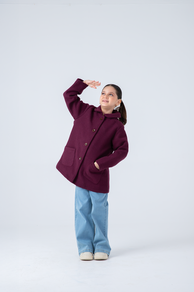 Girls' Maroon Felt Coat