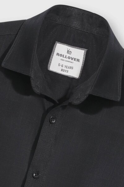 Boys Black Rocket Button Shirt
