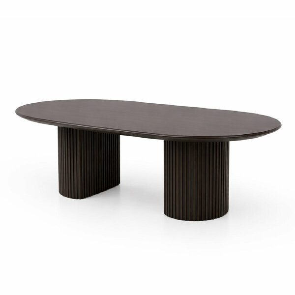 Oaklin 6-Seater Oval Wooden Dining Table Set with Upholstered Chairs