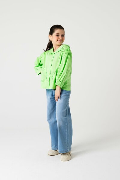 Lime Glow Collar Top