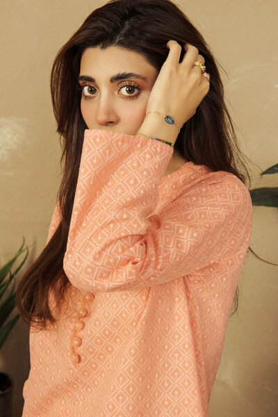 VYBE- Basic Co-Ord-Chikankari Peach