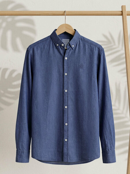 Mid Blue Button Down Denim Casual Shirt (CSD-042)