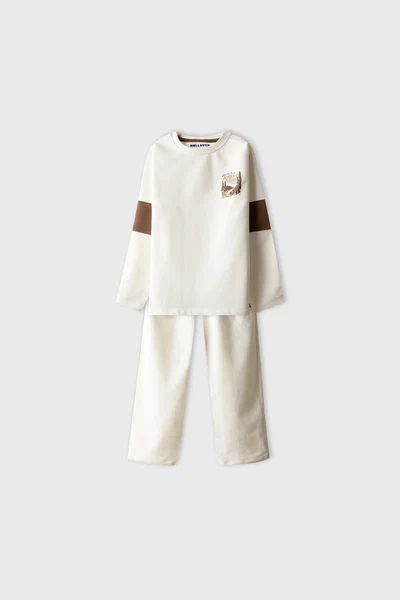 Boys Trailmark Off-White Co-ord Set