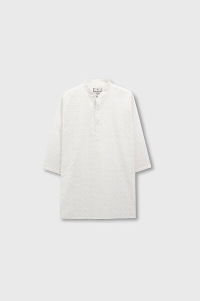Boys Traditional White Cotton Jacquard Kurta
