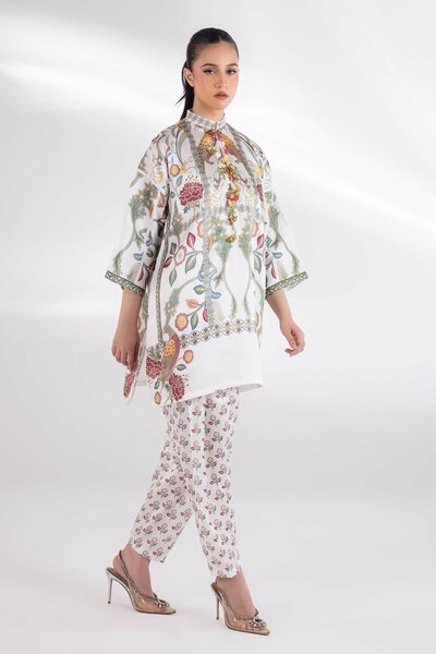 Stitched Printed Satin Shalwar