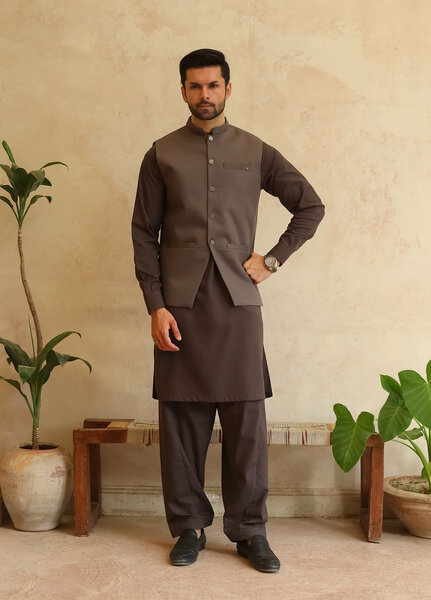 A-Line by Mazham RTW Solids Blended 3 Piece Suit Charcoal Gray Winter Collection