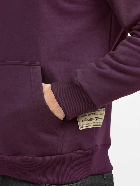Brumano Mens RTW Solids Cotton 1 Piece Burgundy Fleece Hoodie Winter Collection