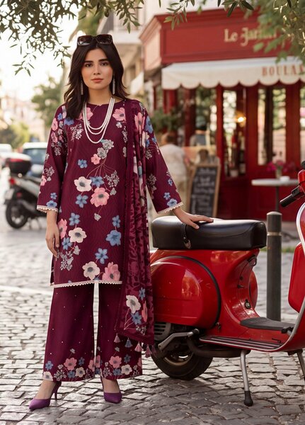 Coco by Al Zohaib RTW Printed Cambric 3 Piece Suit AZ26RCC D-01 - Casual Collection