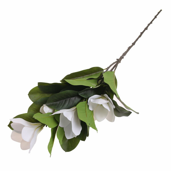 Artificial White Magnolia Flower Stem – Elegant Faux Magnolia Branch for Home Décor & Floral Arrangements