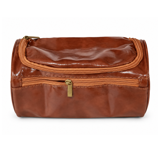 Waterproof Toiletry Bag – Black & Light Brown
