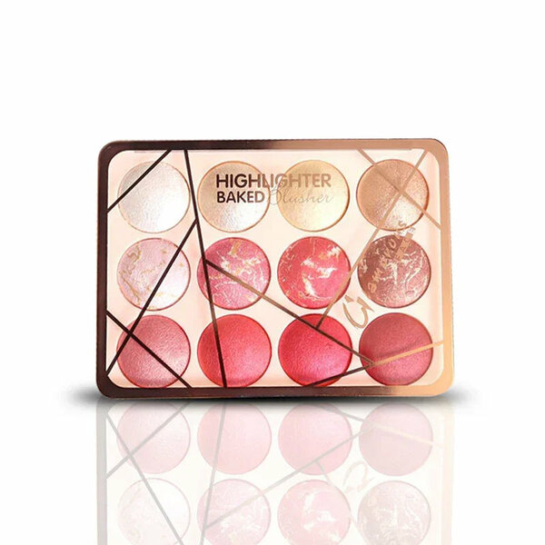Glamorous Face - 12 Color Highlighter & Blush On Palette