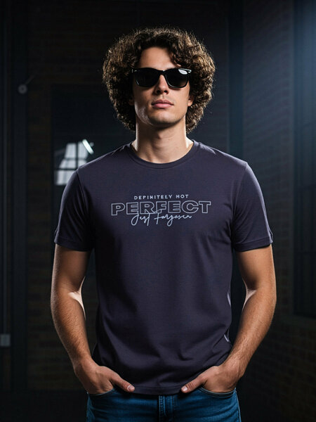 Navy Graphic Half Sleeves Men’s T-Shirt (GT-99)