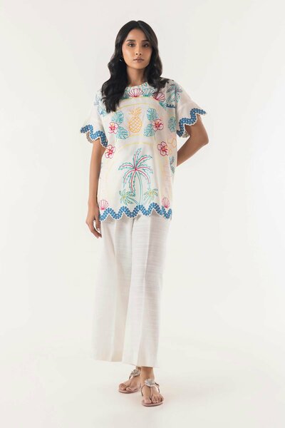 Stitched Embroidered Fusion Shirt