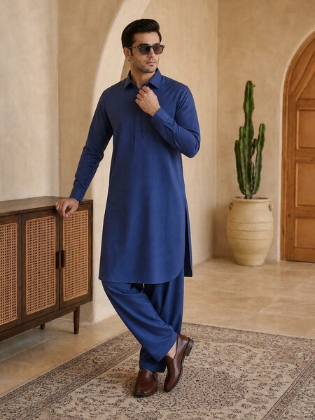 Royal Blue Designer Shalwar Kameez (SK-771)