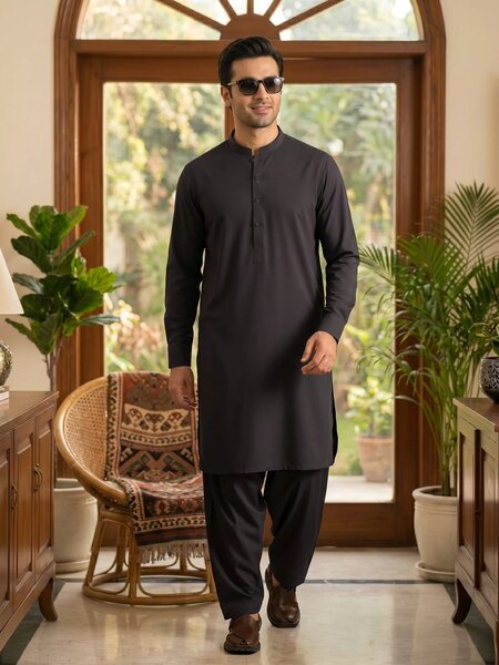 Brown Designer Kurta Shalwar (SK-712)
