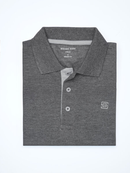 Charcoal Half Sleeves Designer Polo T-Shirt (POLO-1079)