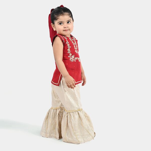 Infant Girls Jacquard 2-Piece Suit (Khumaar) - Red