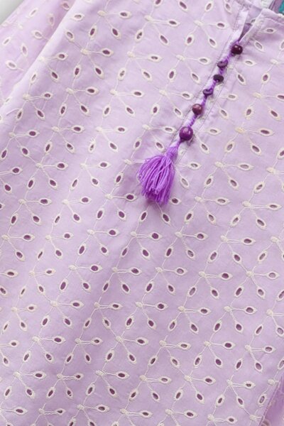 Girls Lilac Chikankari Kurta Shalwar