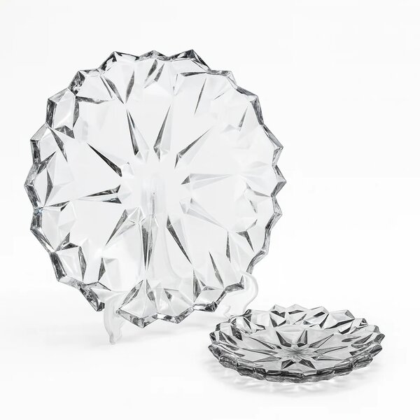 7-Piece Premium Coloured Cake Serving Set – Elegant 178/337 mm Diamond-Cut Plates in Gold & Silver