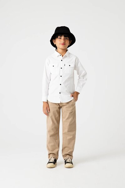 Boys Solid White Cotton Shirt
