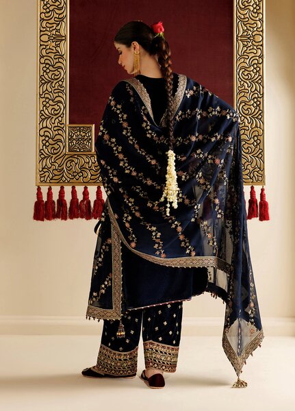 Chandni by Jazmin Unstitched Embroidered Velvet 3 Piece Suit JZ26UVC ROSHANAK CVF-26-D11 - Wedding Collection