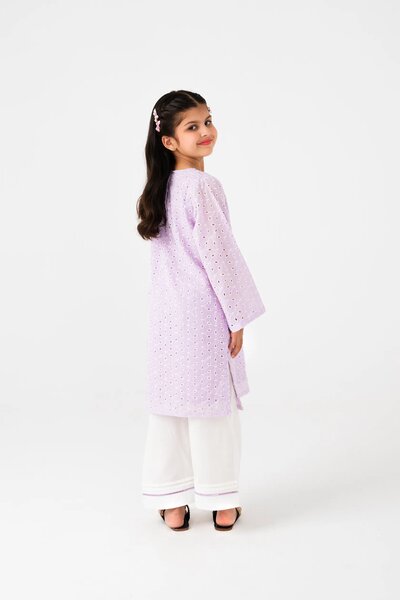 Girls Lilac Chikankari Kurta Shalwar