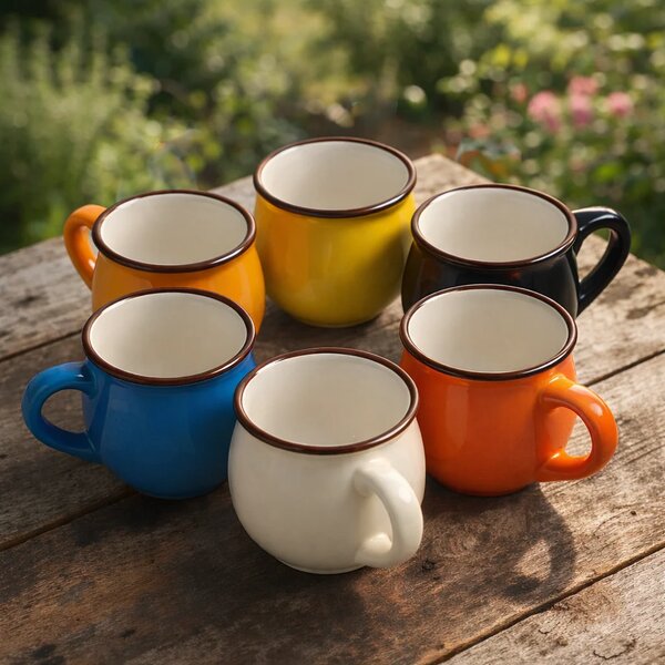 Pack of 6 – Colorful Ceramic Mini small Mug Set (Assorted) |  Premium Glazed Finish