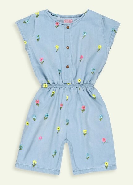 Ixample Kids RTW Embroidered Denim 1 Piece Suit Floral Playsuit Casual Collection
