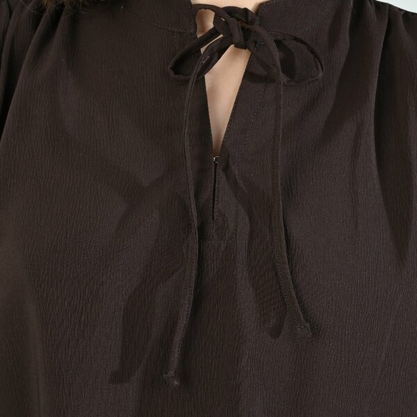 Teens Girls Tie-Neck Poly Viscose Casual Top – Dark Brown