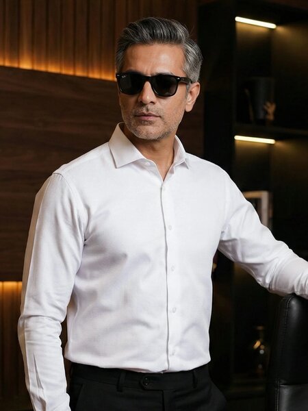 White Self, Cutaway Collar, Elite Edition, Men’s Formal Shirt (FS-2912)