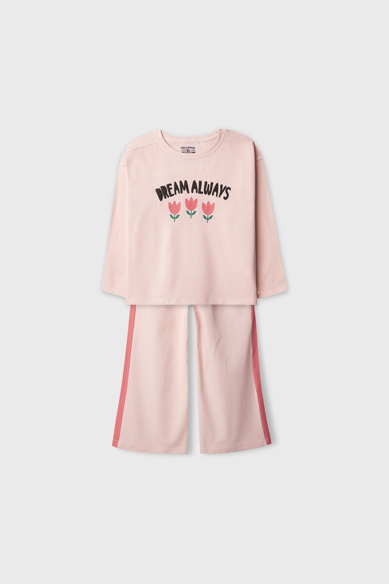 Girls Powder Pink Dreamy Co-ord Set